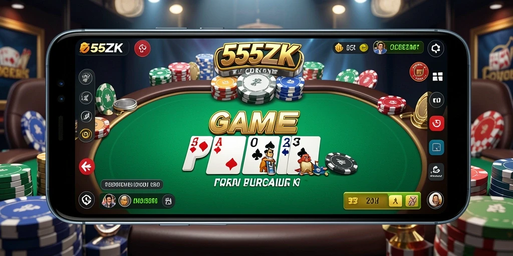 Tampilan seru gameplay Poker di 555ZK.