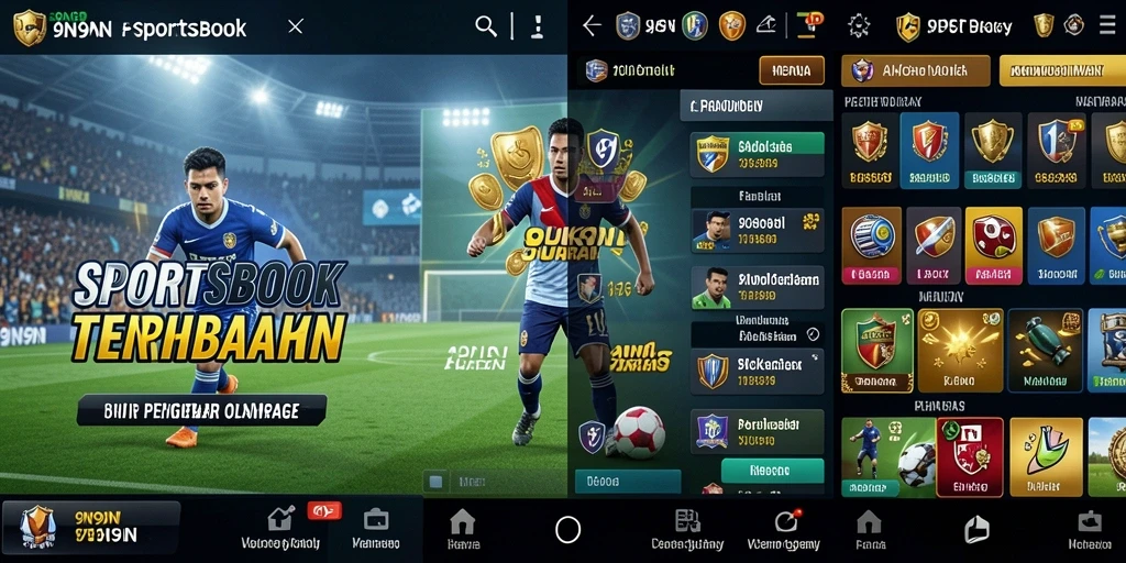 Screenshot 9N9N menampilkan antarmuka taruhan olahraga yang menarik.