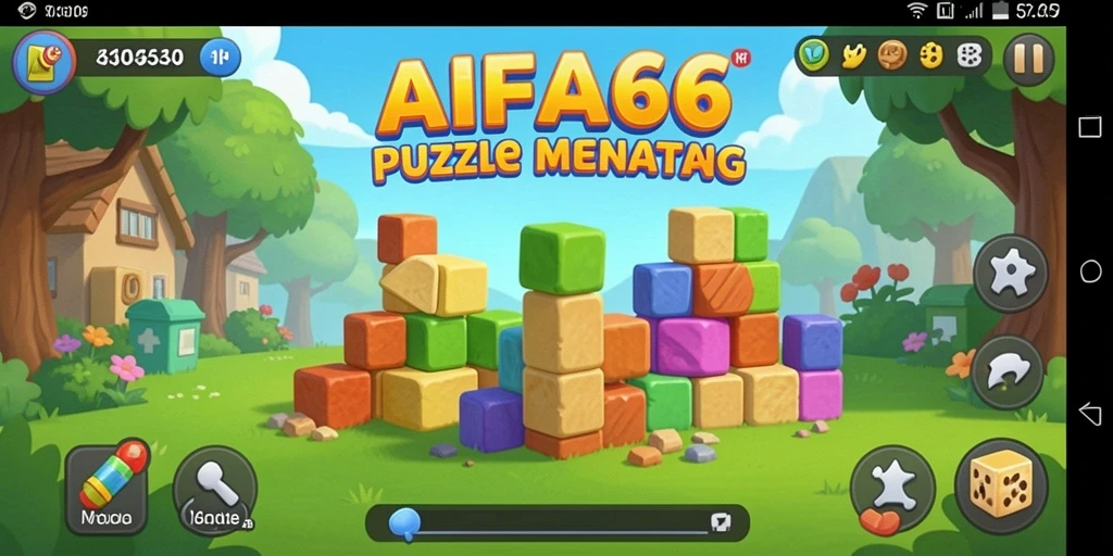 Tangkapan layar utama AIFA66 yang menampilkan gameplay puzzle yang menarik.