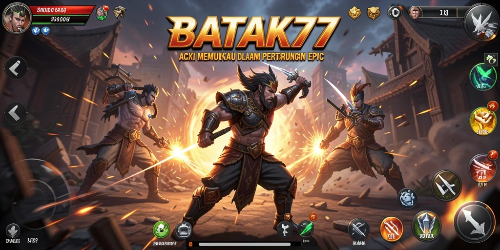 Tampilan seru dari gameplay aksi BATIK77 dengan karakter dan senjata unik.
