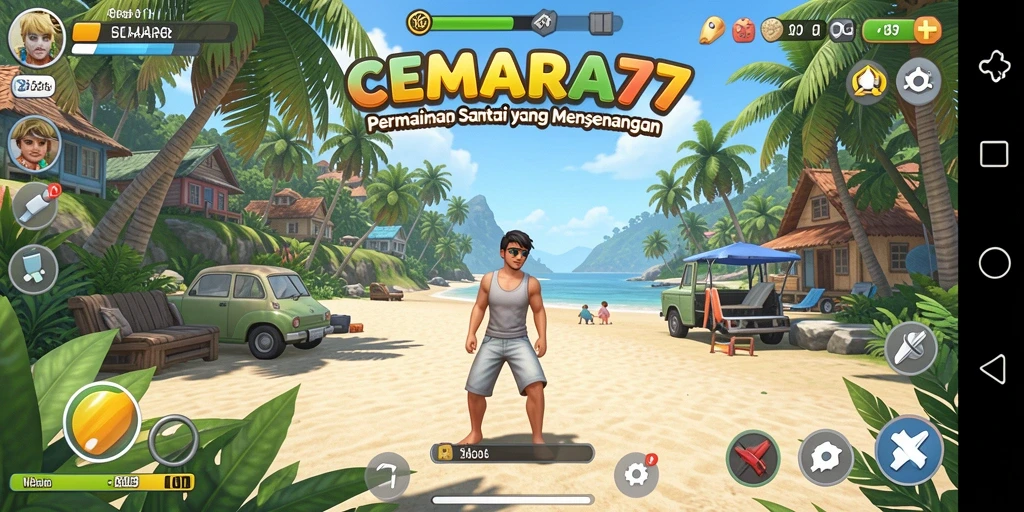 Screenshot gameplay CEMARA77 yang menampilkan suasana santai