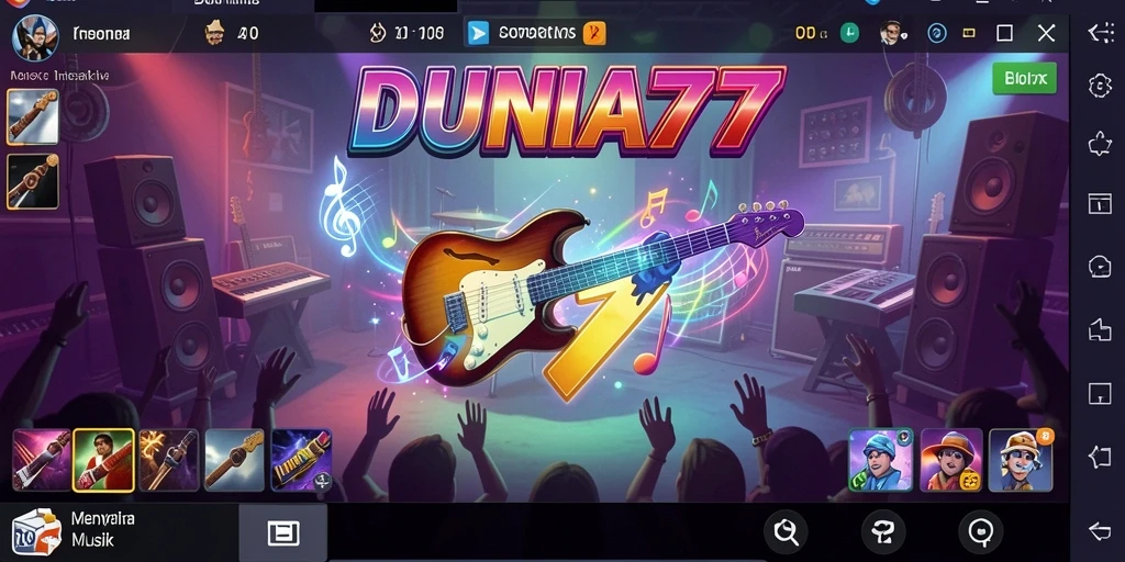 Tampilan gameplay interaktif DUNIA77 yang penuh warna dan energik.