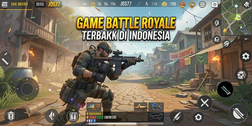 Tampilan gameplay seru dalam JOS77 dengan aksi Battle Royale yang mendebarkan.