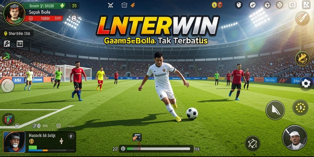 Gambaran menarik gameplay LNTERWIN dengan aksi sepak bola yang dinamis.