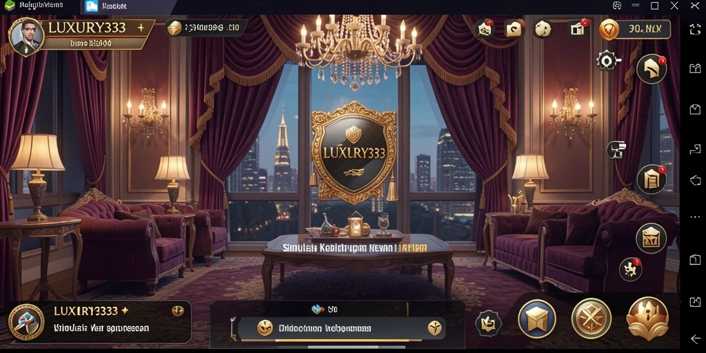 Screenshot gameplay LUXURY333 dengan elemen simulasi kehidupan mewah.