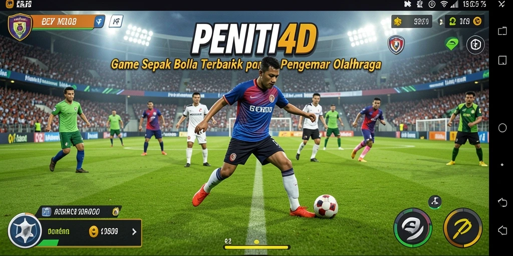 Tampilan gameplay PENITI4D dengan aksi sepak bola yang mendebarkan.